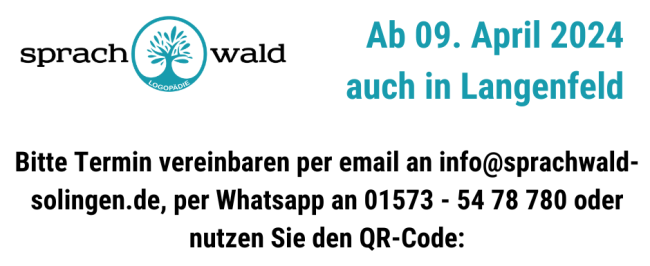 Ab 09. April 2024 ist Sprachwald Solingen auch in Langenfeld anzutreffen